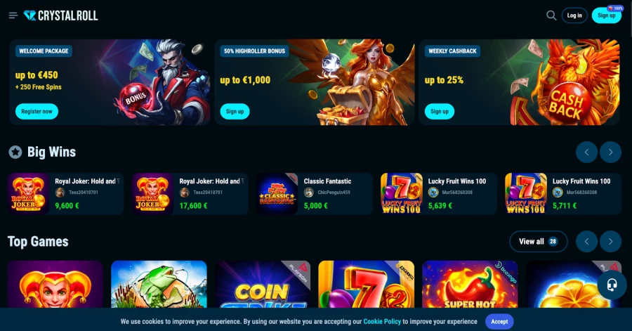 Crystal Roll Casino spelplatform